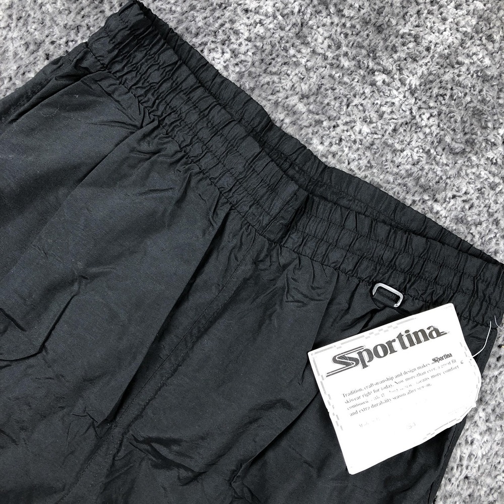 Sportina Pants Womens 12 Black Nylon Track Elastic Waist Jogger Zip Hem Athletic